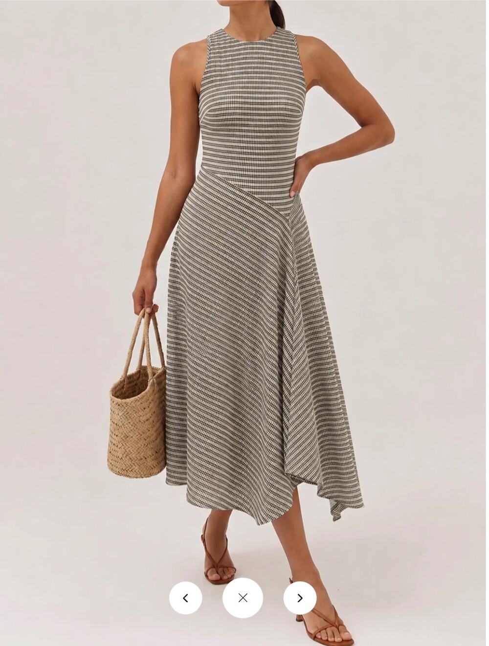 NWT Commense Textured Striped Sleeveless Asymmetrical Dress Sz XL